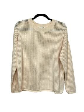 Penelope Rose Crochet Knit Pullover Sweater M Open Weave Boho Coastal